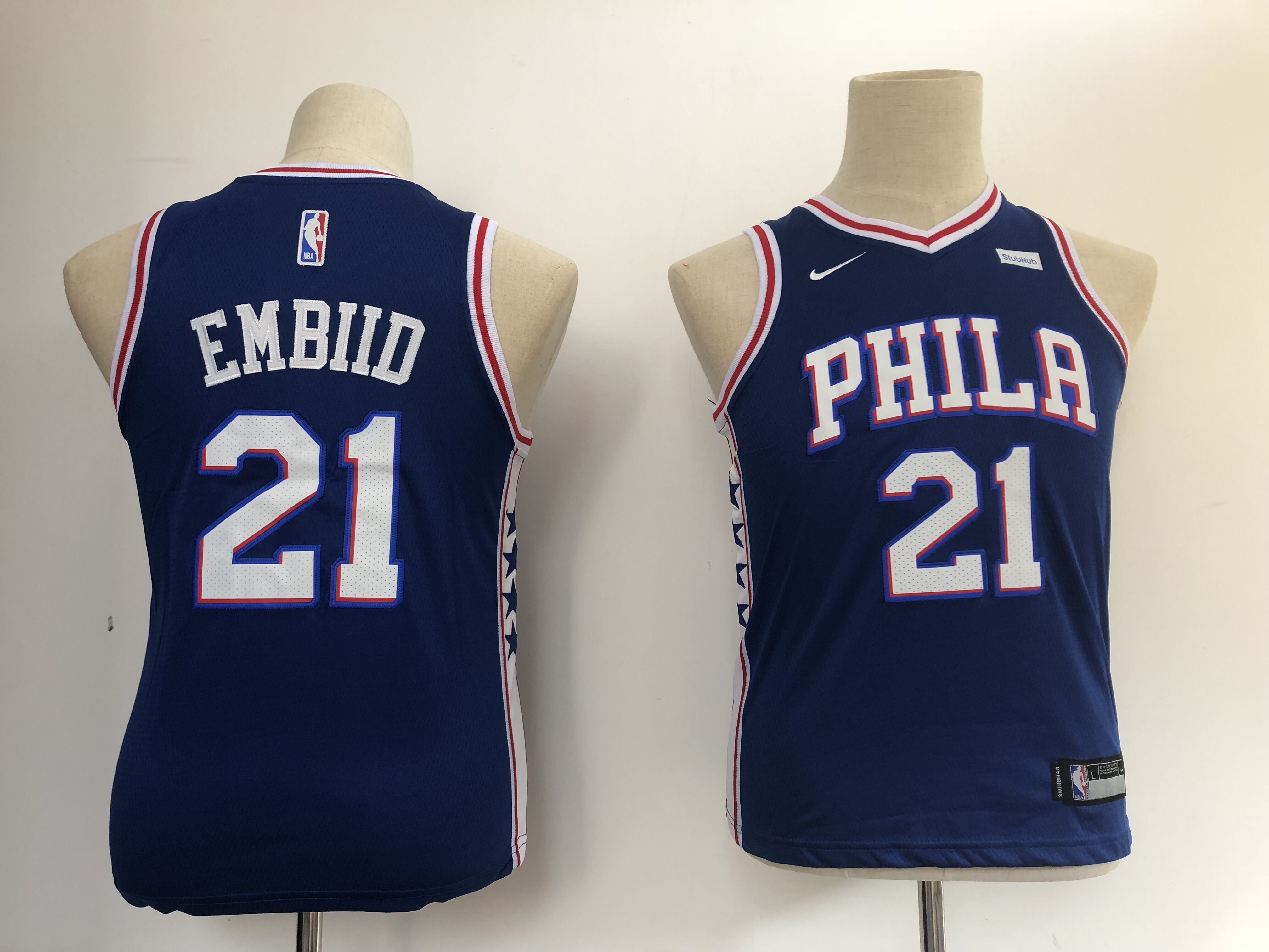 Youth Philadelphia 76ers 21 Embiid blue Nike NBA Jerseys